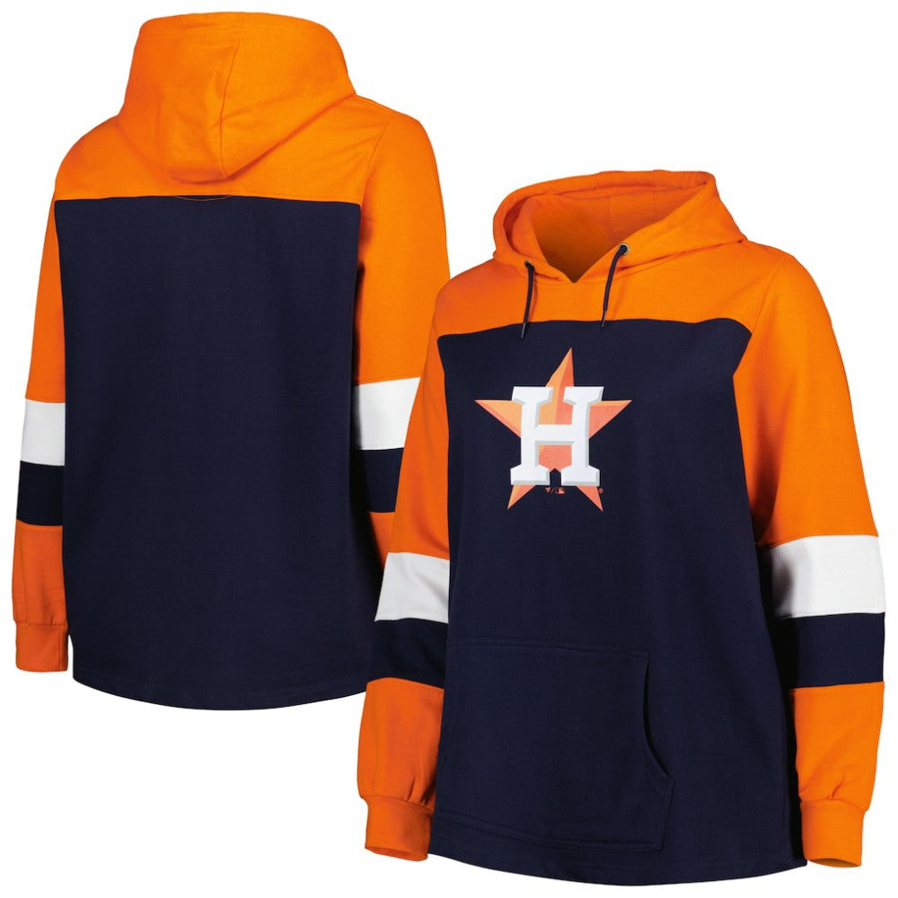 Navy Houston Astros Women's Plus Size Colorblock Pullover Hoodie