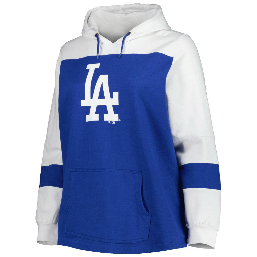 Royal Los Angeles Dodgers Women's Plus Size Colorblock Pullover Hoodie