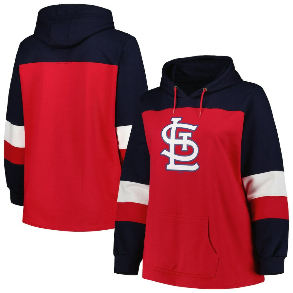 Red St. Louis Cardinals Women's Plus Size Colorblock Pullover Hoodie