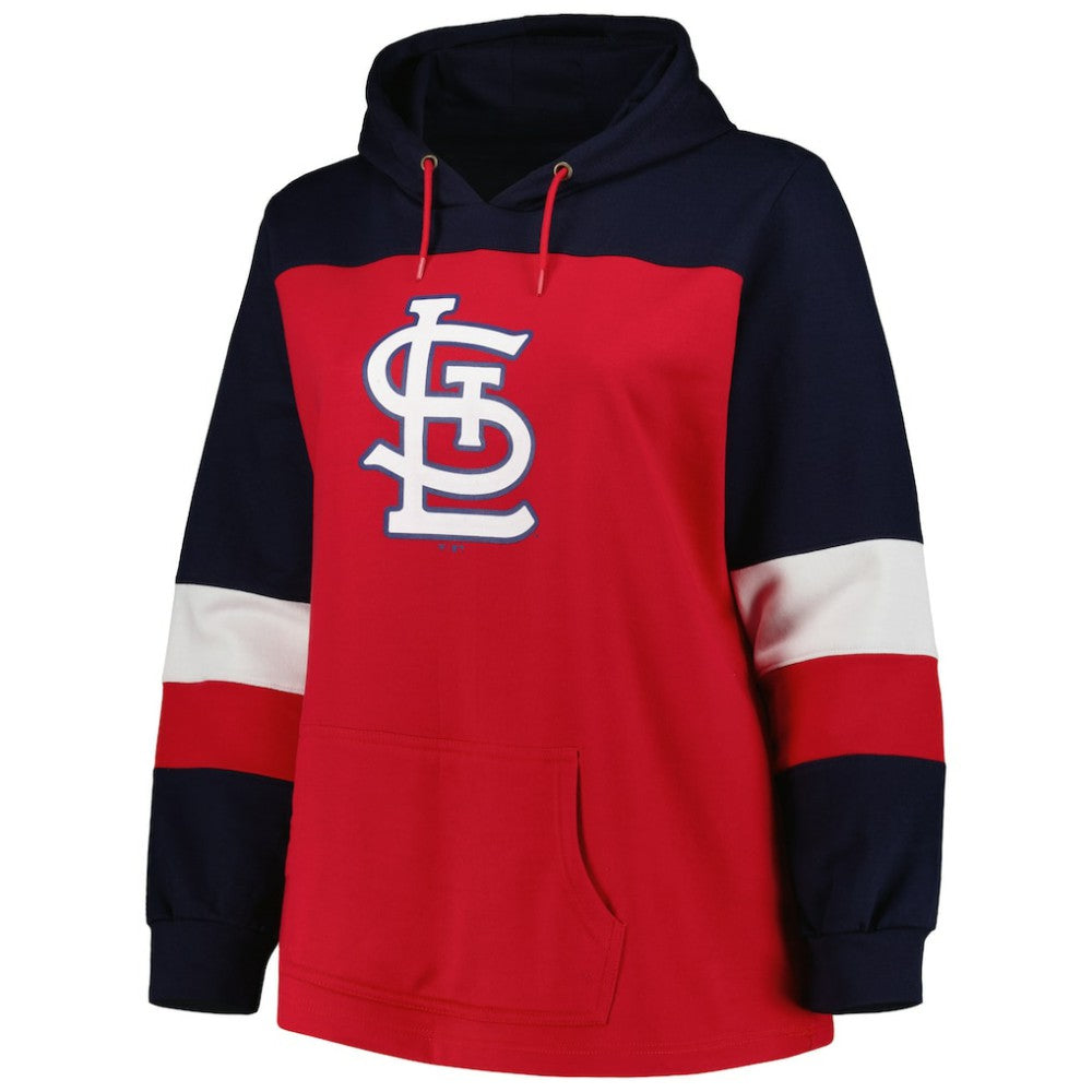Red St. Louis Cardinals Women's Plus Size Colorblock Pullover Hoodie