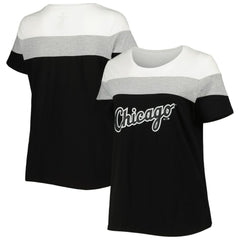 Black/Heather Gray Chicago White Sox Women's Plus Size Colorblock T-Shirt