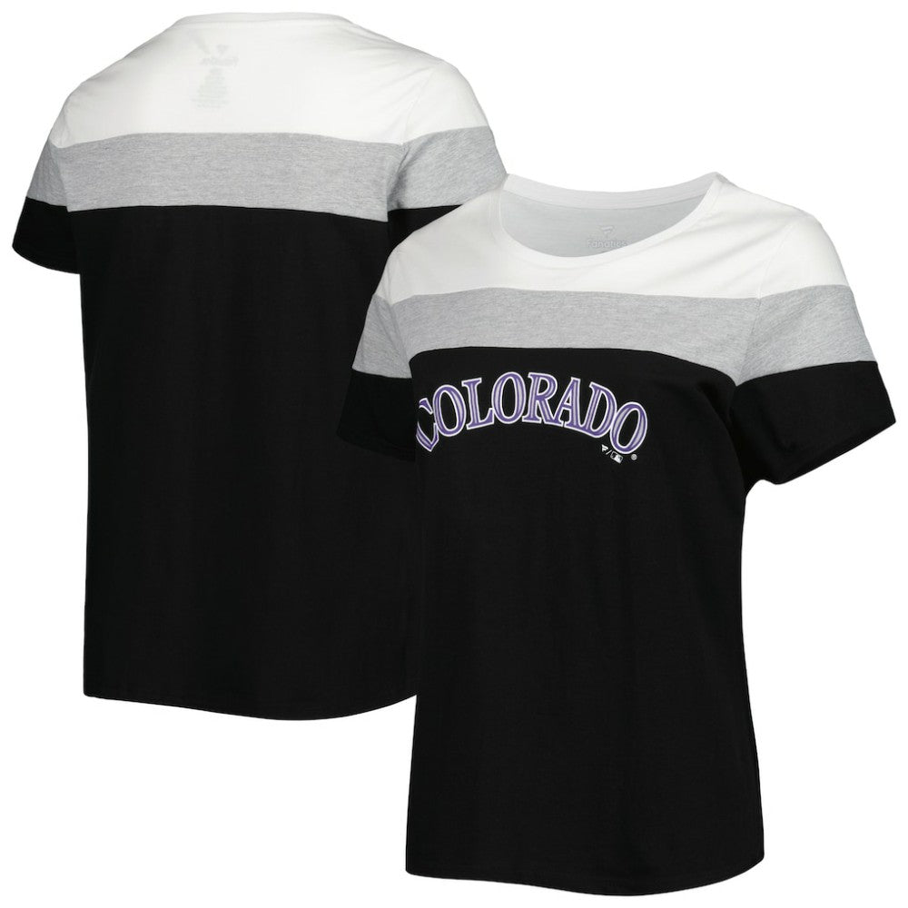 White/Black Colorado Rockies Women's Plus Size Colorblock T-Shirt