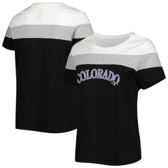 White/Black Colorado Rockies Women's Plus Size Colorblock T-Shirt