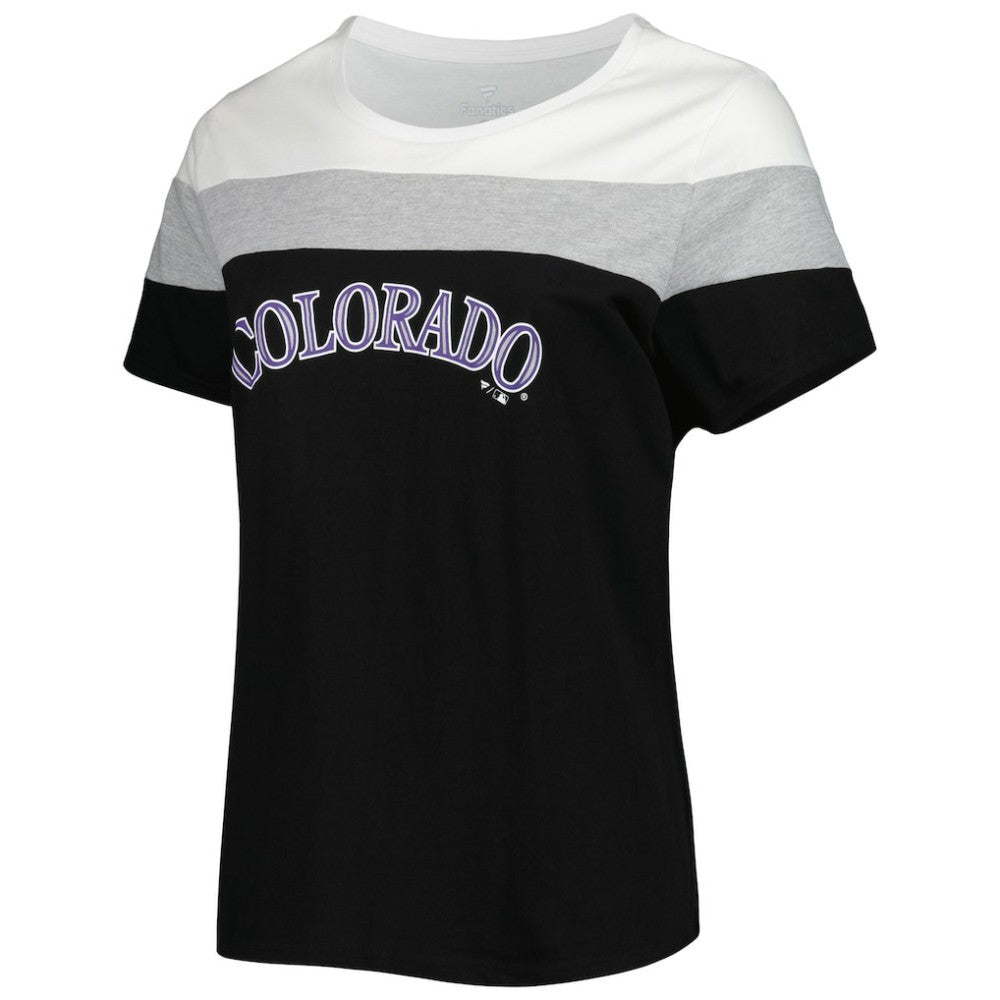 White/Black Colorado Rockies Women's Plus Size Colorblock T-Shirt