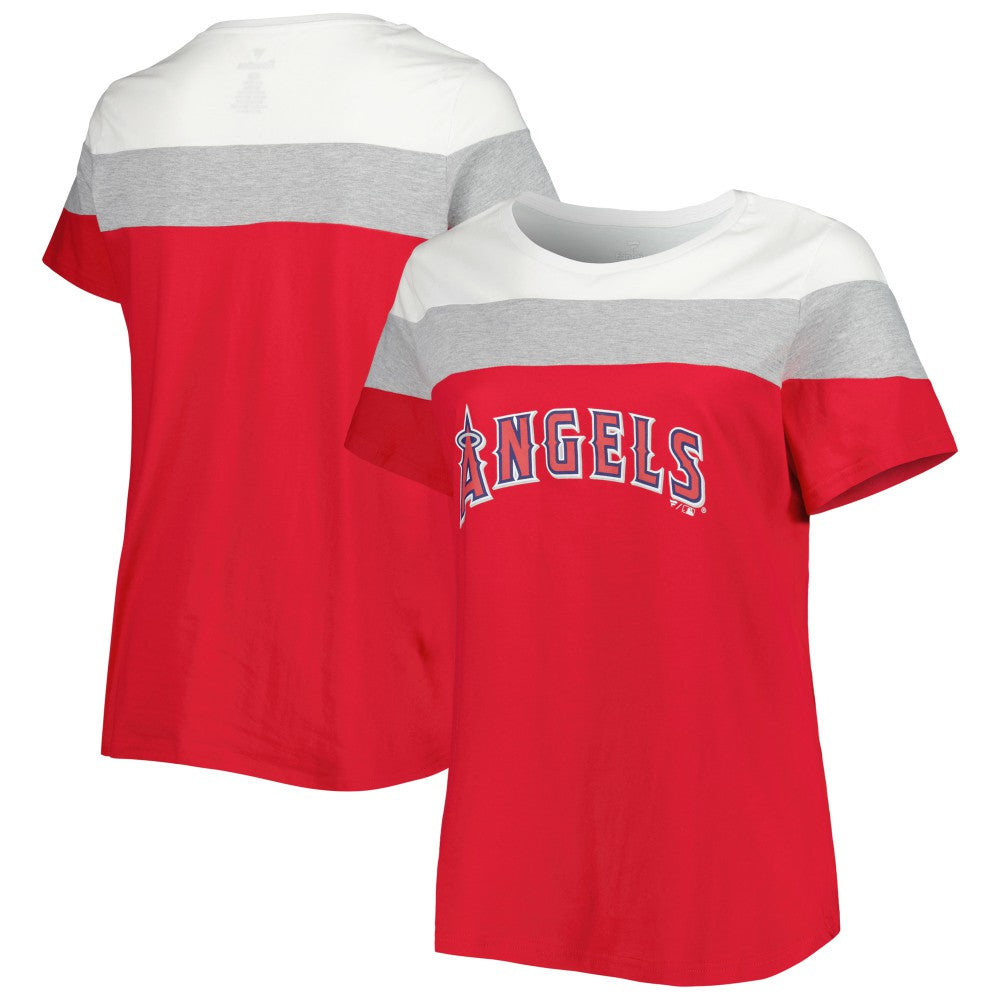 White/Red Los Angeles Angels Women's Plus Size Colorblock T-Shirt