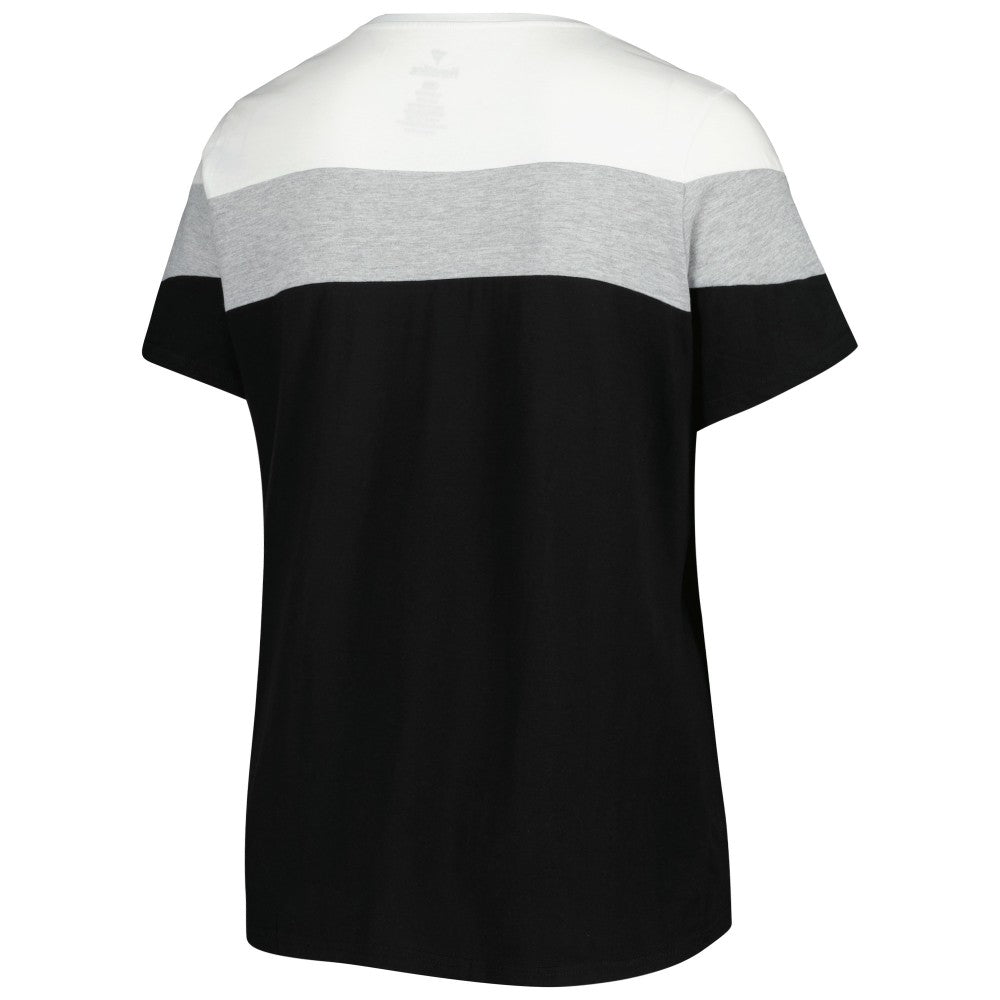 White/Black Miami Marlins Women's Plus Size Colorblock T-Shirt