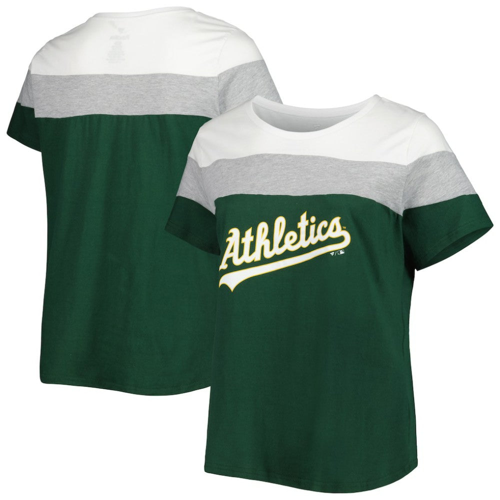 White/Green Athletics Women's Plus Size Colorblock T-Shirt