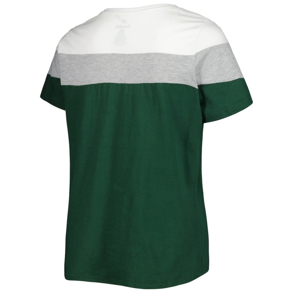 White/Green Athletics Women's Plus Size Colorblock T-Shirt
