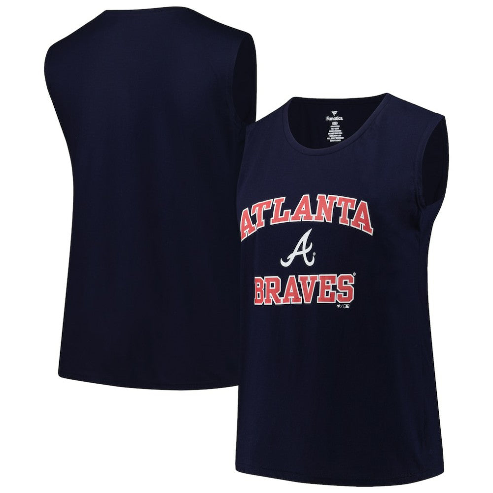 Navy Atlanta Braves Profile Women's Plus Size Tank Top