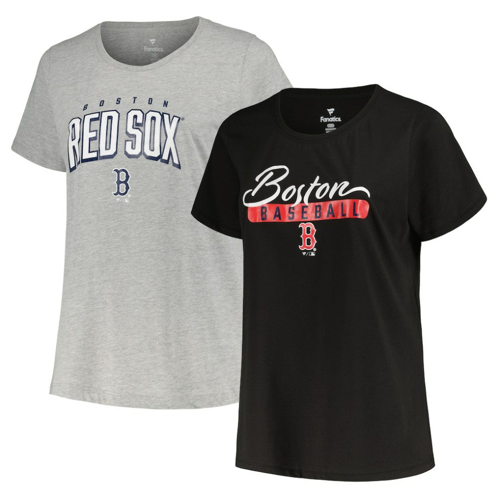 Black/Heather Gray Boston Red Sox Profile Women's Plus Size T-Shirt Combo Pack