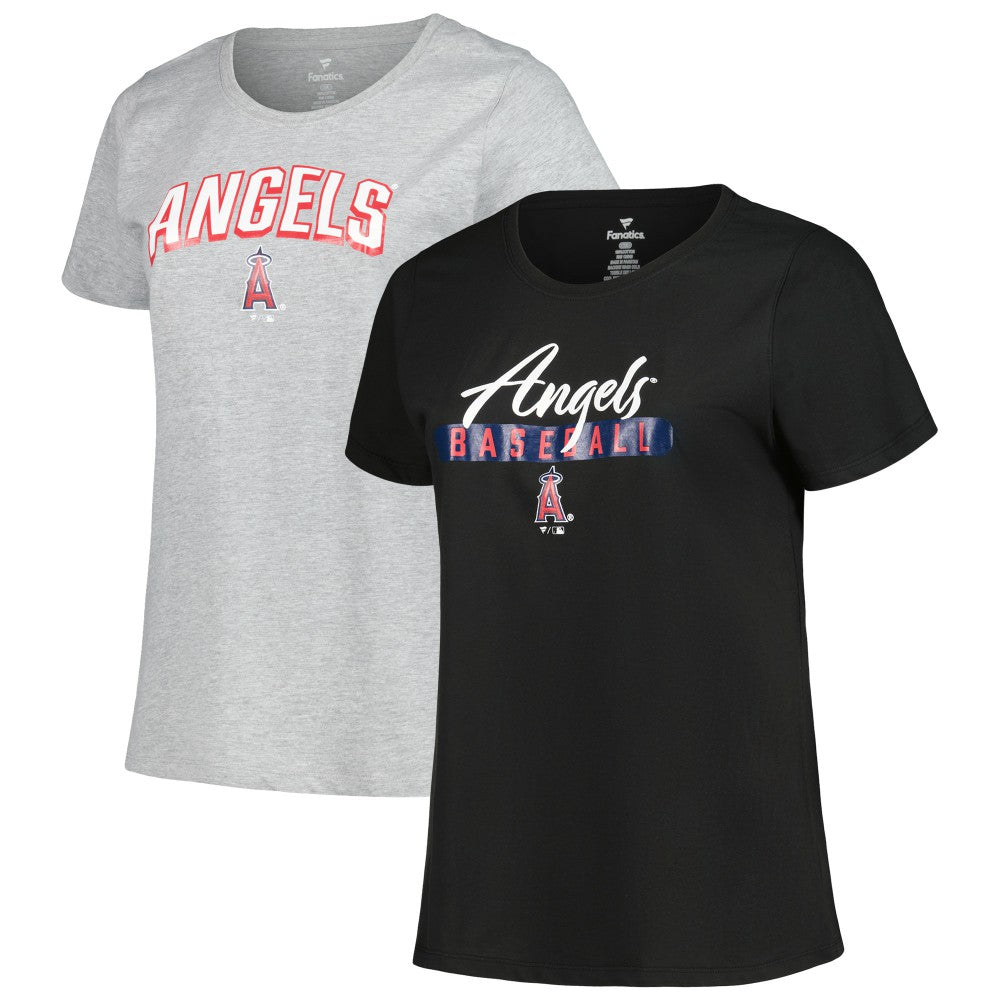 Black/Heather Gray Los Angeles Angels Profile Women's Plus Size T-Shirt Combo Pack
