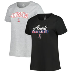 Black/Heather Gray Los Angeles Angels Profile Women's Plus Size T-Shirt Combo Pack