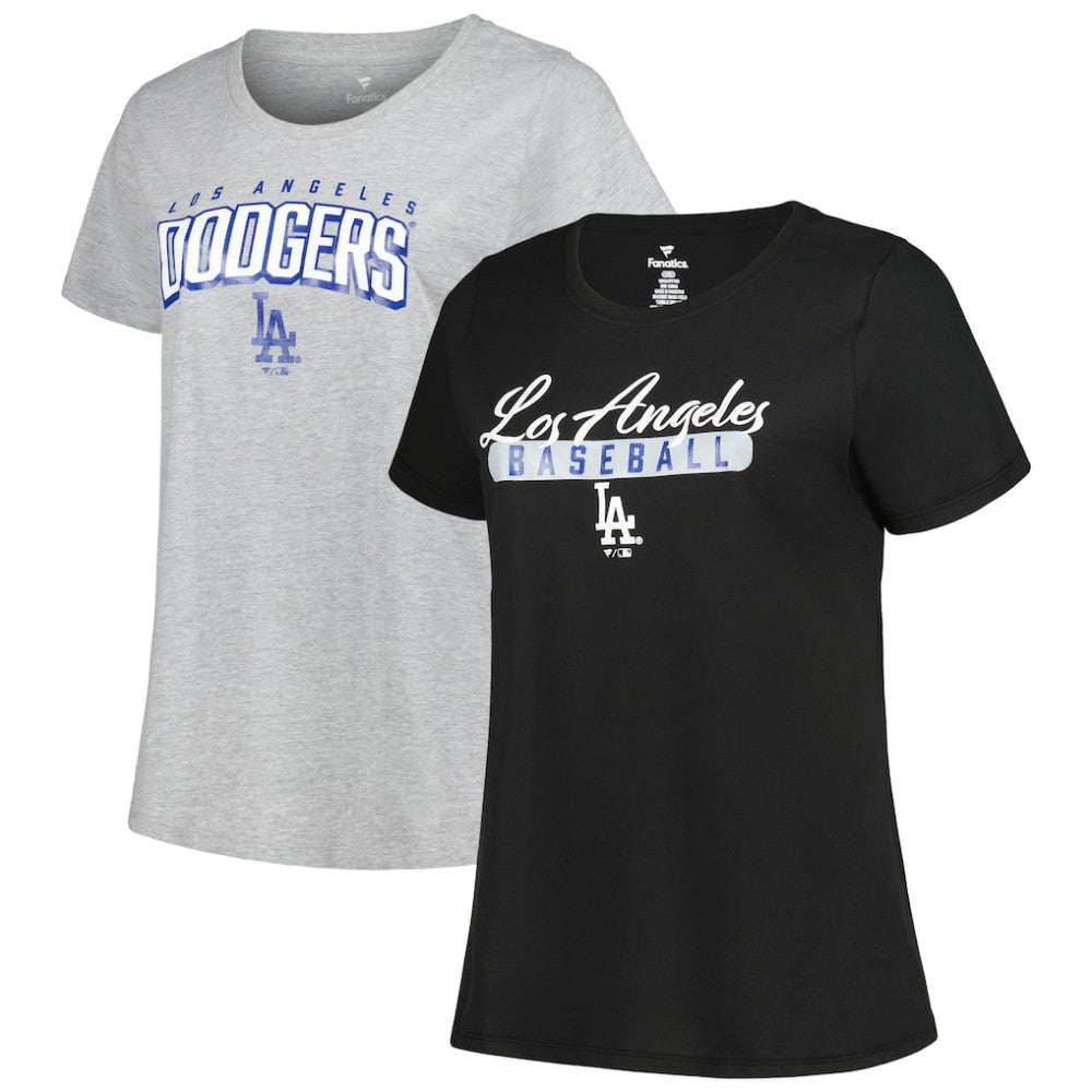 Black/Heather Gray Los Angeles Dodgers Profile Women's Plus Size T-Shirt Combo Pack