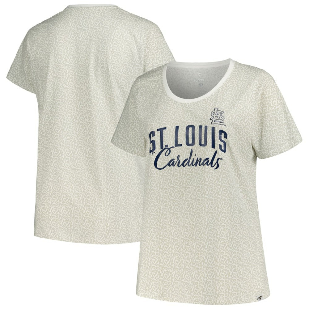 White St. Louis Cardinals Profile Women's Plus Size Leopard T-Shirt