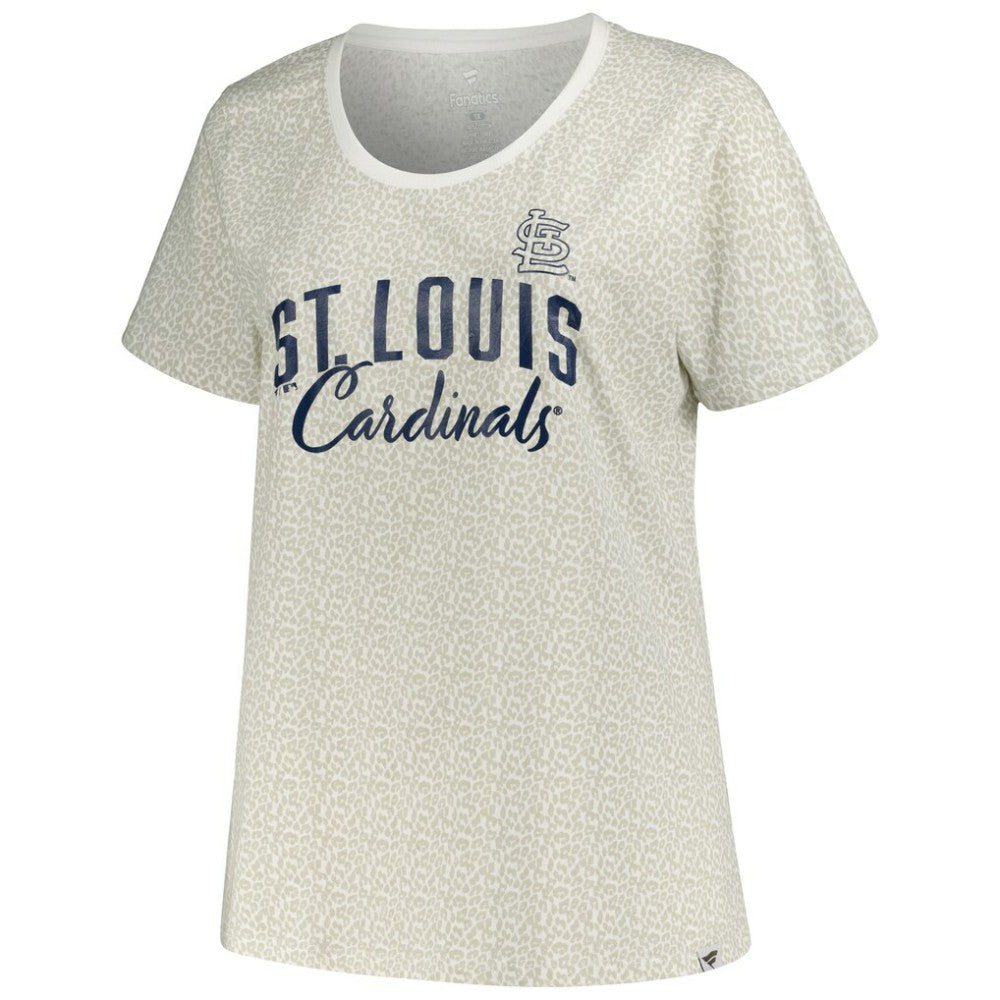 White St. Louis Cardinals Profile Women's Plus Size Leopard T-Shirt