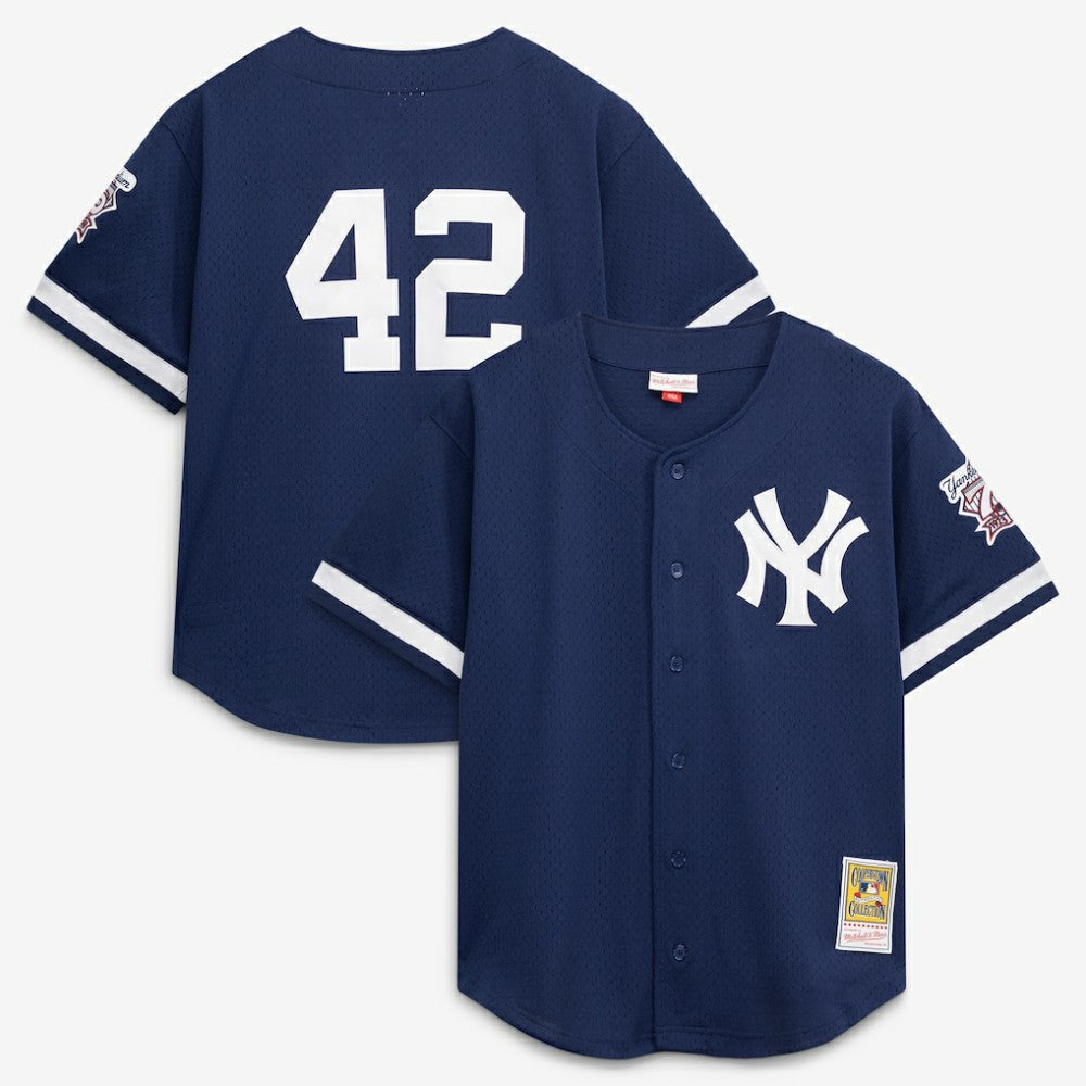 Navy Mariano Rivera New York Yankees Mitchell & Ness Cooperstown Collection Mesh Batting Practice Button-Up Jersey