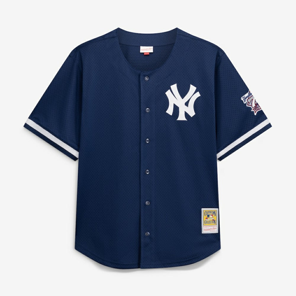 Navy Derek Jeter New York Yankees Mitchell & Ness Cooperstown Collection Mesh Batting Practice Button-Up Jersey