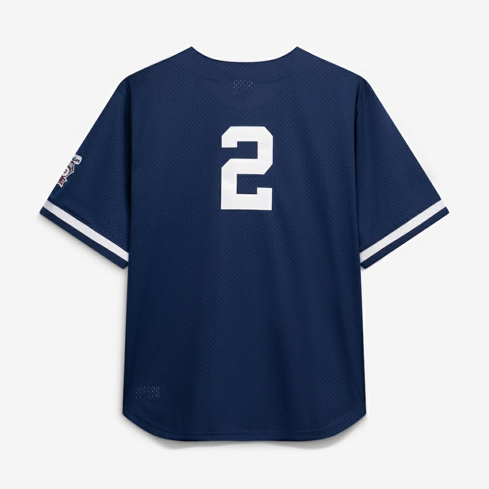 Navy Derek Jeter New York Yankees Mitchell & Ness Cooperstown Collection Mesh Batting Practice Button-Up Jersey