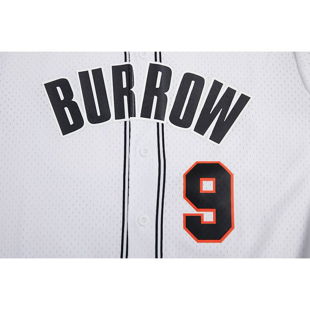 Joe Burrow  Pro Standard Mesh Baseball Button-Up T-Shirt - Cincinnati Bengals T-shirts