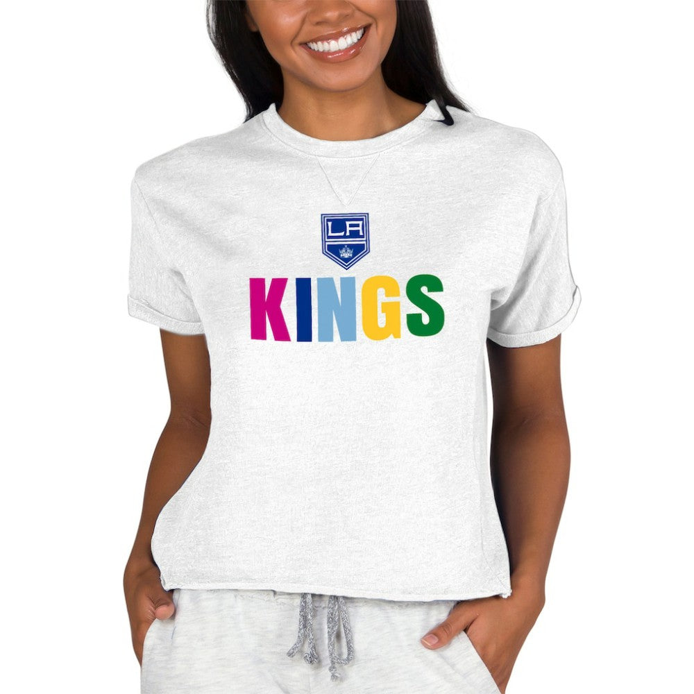 NHL Los Angeles Kings Concepts Sport Women's Tri-Blend Mainstream Terry Short Sleeve Sweatshirt Top
