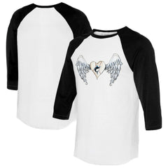 White/Black Miami Marlins Tiny Turnip Women's Angel Wings 3/4-Sleeve Raglan T-Shirt