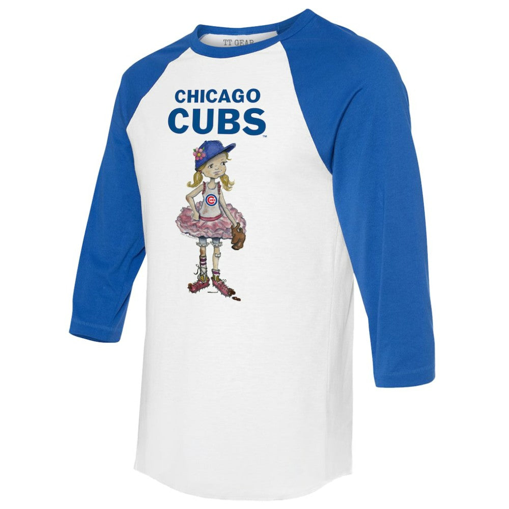 White/Royal Chicago Cubs Tiny Turnip Women's Babes 3/4-Sleeve Raglan T-Shirt
