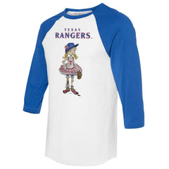 White/Royal Texas Rangers Tiny Turnip Women's Babes 3/4-Sleeve Raglan T-Shirt