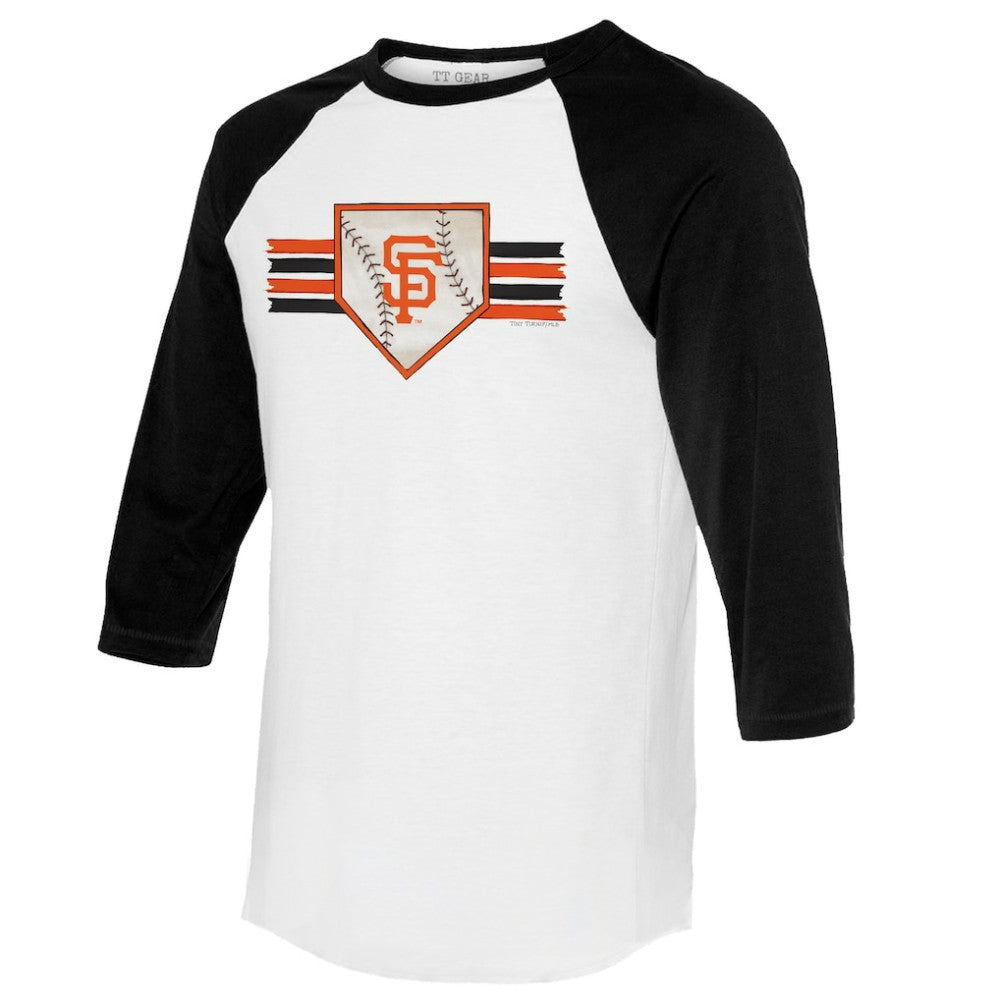 White/Black San Francisco Giants Tiny Turnip Women's Base Stripe 3/4-Sleeve Raglan T-Shirt