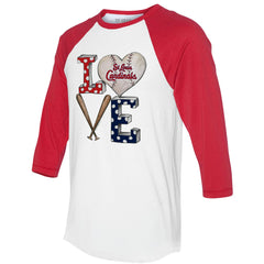 White/Red St. Louis Cardinals Tiny Turnip Women's Baseball Love Raglan 3/4-Sleeve T-Shirt