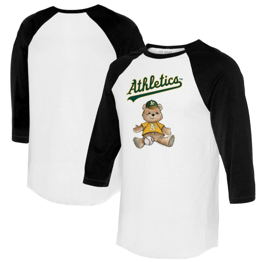 White/Black Athletics Tiny Turnip Women's Teddy Boy 3/4-Sleeve Raglan T-Shirt