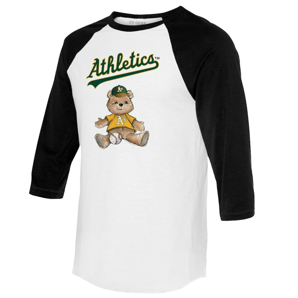 White/Black Athletics Tiny Turnip Women's Teddy Boy 3/4-Sleeve Raglan T-Shirt