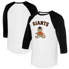 White/Black San Francisco Giants Tiny Turnip Women's Teddy Boy 3/4-Sleeve Raglan T-Shirt