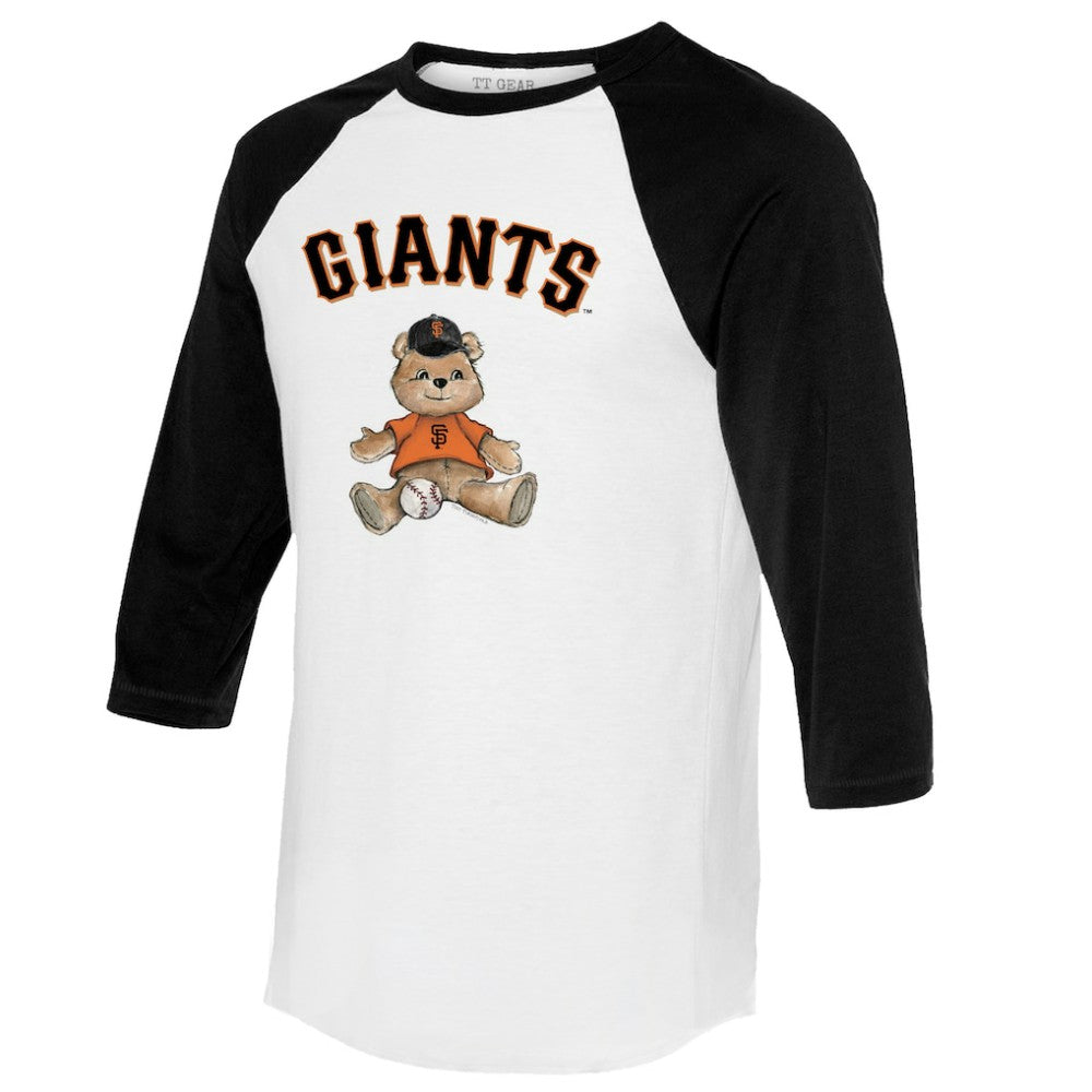 White/Black San Francisco Giants Tiny Turnip Women's Teddy Boy 3/4-Sleeve Raglan T-Shirt
