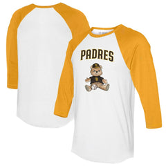 White/Gold San Diego Padres Tiny Turnip Women's Teddy Boy 3/4-Sleeve Raglan T-Shirt