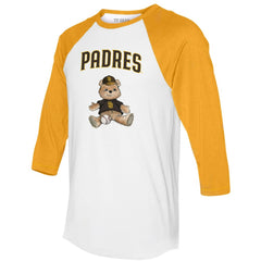 White/Gold San Diego Padres Tiny Turnip Women's Teddy Boy 3/4-Sleeve Raglan T-Shirt