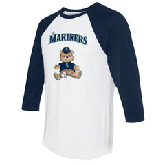 White/Navy Seattle Mariners Tiny Turnip Women's Teddy Boy 3/4-Sleeve Raglan T-Shirt