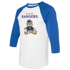 White/Royal Texas Rangers Tiny Turnip Women's Teddy Boy 3/4-Sleeve Raglan T-Shirt