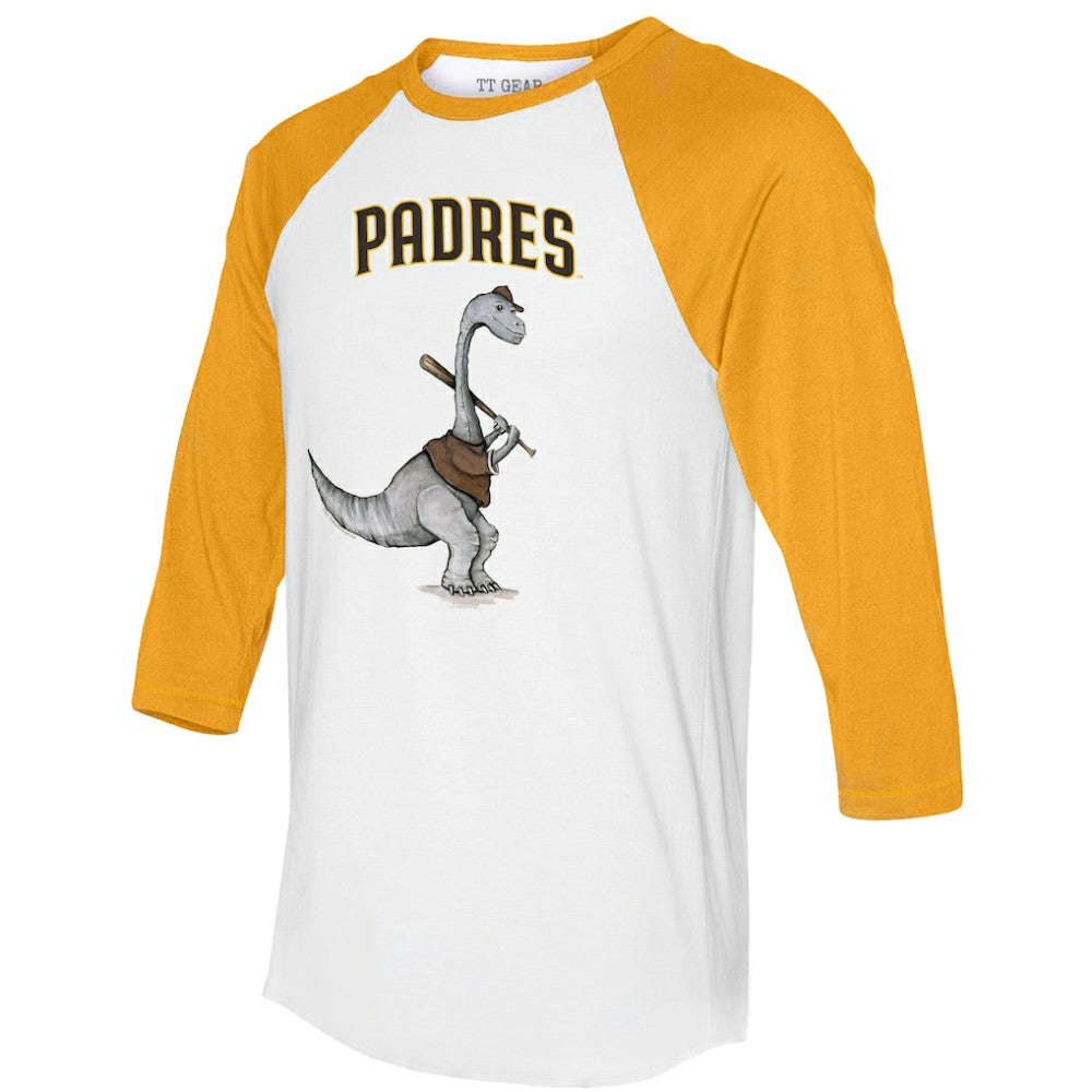 White/Gold San Diego Padres Tiny Turnip Women's Bronto 3/4-Sleeve Raglan T-Shirt
