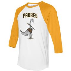 White/Gold San Diego Padres Tiny Turnip Women's Bronto 3/4-Sleeve Raglan T-Shirt