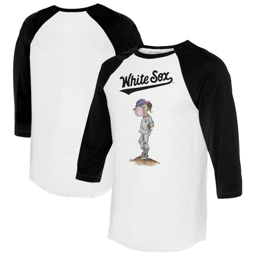 White/Black Chicago White Sox Tiny Turnip Women's Bubbles 3/4-Sleeve Raglan T-Shirt