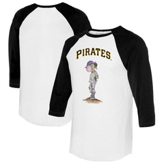 White/Black Pittsburgh Pirates Tiny Turnip Women's Bubbles 3/4-Sleeve Raglan T-Shirt