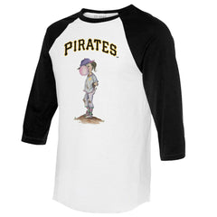 White/Black Pittsburgh Pirates Tiny Turnip Women's Bubbles 3/4-Sleeve Raglan T-Shirt