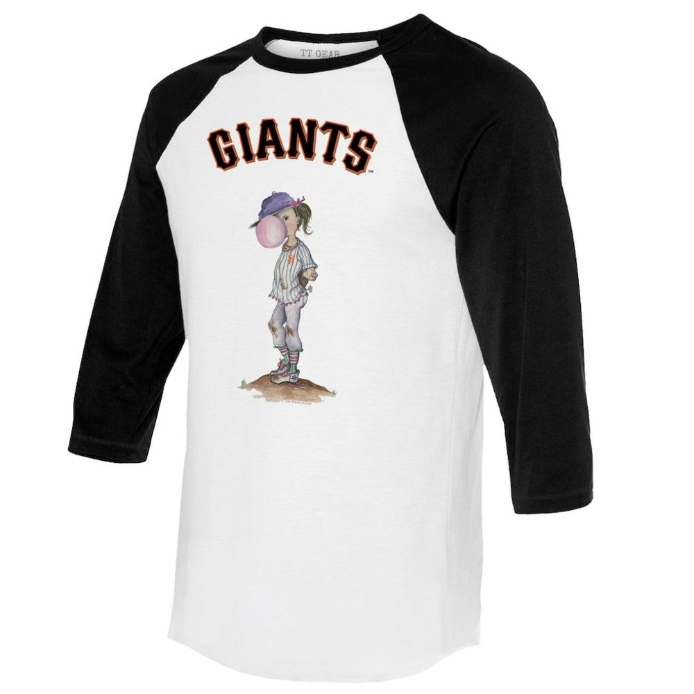 White/Black San Francisco Giants Tiny Turnip Women's Bubbles 3/4-Sleeve Raglan T-Shirt