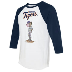 White/Navy Detroit Tigers Tiny Turnip Women's Bubbles 3/4-Sleeve Raglan T-Shirt