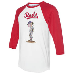 White/Red Cincinnati Reds Tiny Turnip Women's Bubbles 3/4-Sleeve Raglan T-Shirt