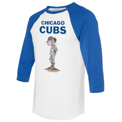 White/Royal Chicago Cubs Tiny Turnip Women's Bubbles 3/4-Sleeve Raglan T-Shirt