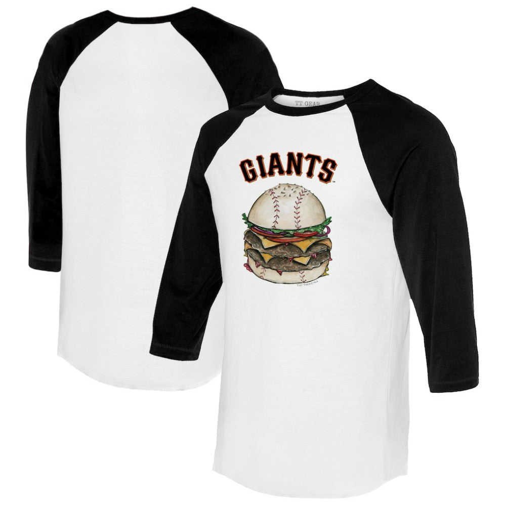 White/Black San Francisco Giants Tiny Turnip Women's Burger 3/4-Sleeve Raglan T-Shirt