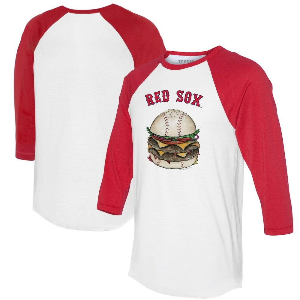 White/Red Boston Red Sox Tiny Turnip Women's Burger 3/4-Sleeve Raglan T-Shirt