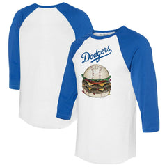 White/Royal Los Angeles Dodgers Tiny Turnip Women's Burger 3/4-Sleeve Raglan T-Shirt
