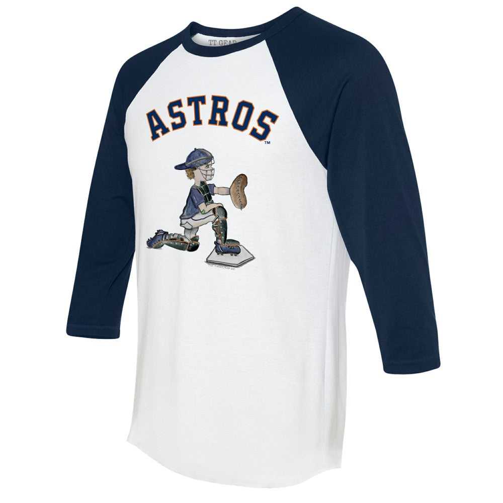 White/Navy Houston Astros Tiny Turnip Women's Caleb 3/4-Sleeve Raglan T-Shirt